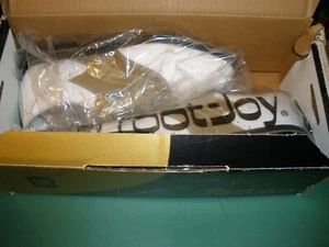 NEW Mens Footjoy DryJoys 99028 Leather Taupe/White Golf Shoes size 8 N Spikes - Picture 1 of 14