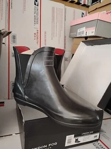 London Fog Piccadilly Rain Boots, Women's Size 9 M,SHINY black MSRP $50, #62i - Picture 1 of 16