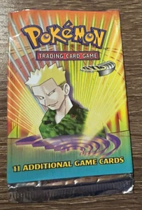 Pokemon Booster Pack Wrapper Gym Heroes EMPTY Lt. Surge Pack - Picture 1 of 2
