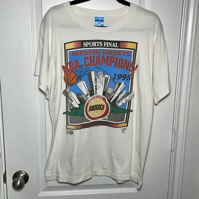 Camiseta De Colección 95" Fruit Of Loom Para Hombre NBA Houston Rockets Championship Blanca Grande Foto 1 de 4