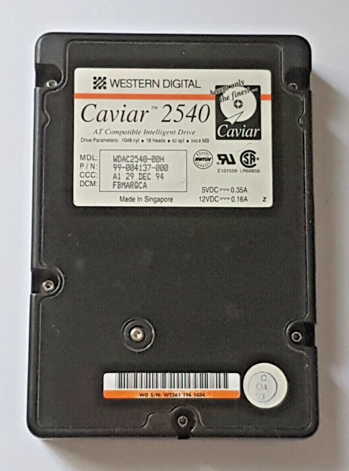540 MB GB Ide WD Caviale 2540 WDAC2540-00H P-Ata 4500RPM 8MB HDD 3.5 " Disk - Immagine 1 di 1