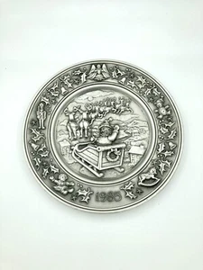 1985 Hudson Fine Pewter Plate - Andrea Hollis - Santa Sleigh Christmas Limited - Picture 1 of 3
