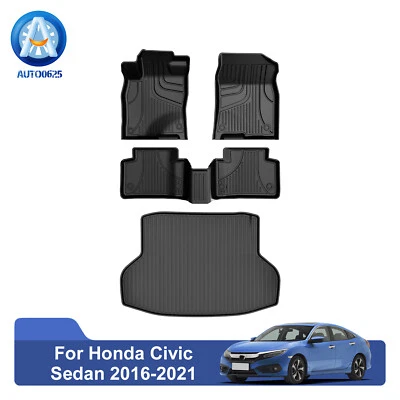 For 2016-2021 Honda Civic Sedan/2017-2021Civic Si 3D Floor Mats and Cargo Liner - Изображение 1 из 4