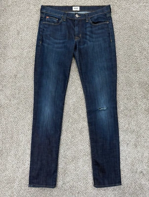 Pantalones de mezclilla ajustados Hudson Colette talla 28 tiro bajo desgastados Holl lavado oscuro elásticos Foto 1 de 4