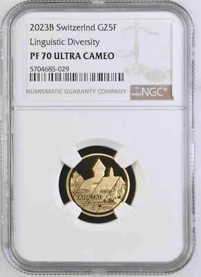 SUIZA 2023 B 25 FRANCOS DIVERSIDAD LINGÜÍSTICA NGC PF 70 ULTRA CAMAFEO Foto 1 de 4