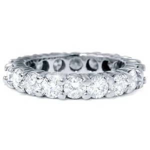 G/VS 1 - 5Ct Round Diamond Eternity Ring Lab Grown 14k White Yellow or Rose Gold - Picture 1 of 8