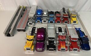 New Ray & Jada Toys Semi Truck Model 1:32 Lot 13 Trucks + 2 Trailers Used As Is