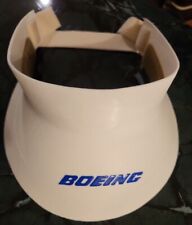Vintage Boeing Sun Visor Hat 1975 White with Blue Letters HUFFER 2 MADE IN USA