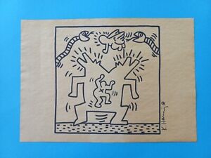 KEITH HARING, WATERCOLOR ON PAPER - A BEAUTIFUL DRAWING