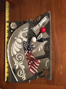 USA "The Brave"Embellished Mirror Ready To Hang Handmade Craft Wooden Back 12"H - Picture 1 of 18