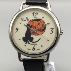 Koko Halloween Black Cat Watch Unisex 44mm Silver Tone Pumpkin New Battery - Picture 1 of 14