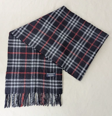 Blue Scarf Burberry – Unisex Cashmere Check – Used – Soft Luxury Winter Wrap - Image 1 of 4