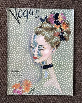 Vintage 1935 Vogue Fashion magazine Cecil Beaton~Lady~Butterfly~art nouveau - Image 1 of 4