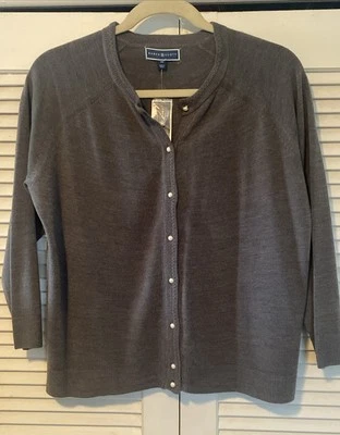 Cárdigan para mujer Karen Scott Luxsoft con botones de perlas talla 2x - Nuevo con etiquetas Foto 1 de 4