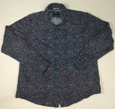 Camisa de mezclilla y flores para hombre azul oscuro floral con botones manga larga grande Foto 1 de 4