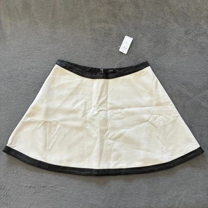 Banana Republic Damen-Minirock weiß A-Linie mit schwarzem Lederbesatz Größe 10 - Bild 1 von 9