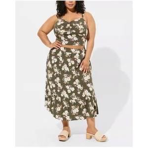 Torrid Maxirock Blumen Übergröße 3 grün Boho Rüschen fließend Taschen - Bild 1 von 7