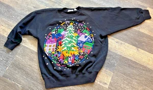 Vintage Christmas Sweat Top Barbra Sue Sport 1980's Retro Womens Large Grandma - Bild 1 von 4