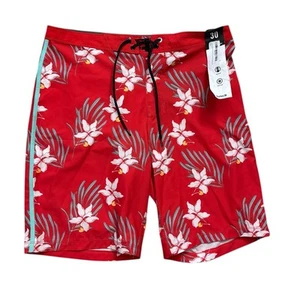 NEW Hurley Board Shorts Mens Size 30 Chile Red Phantom Printed Floral Hawaiian - Picture 1 of 10