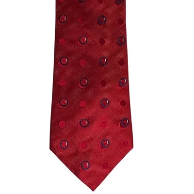 Corbata Ivy Crew Clásica Para Hombres Hecha a Mano Punto Círculo Rojo Negocios Carrera Informal Foto 1 de 4