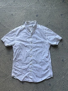 Bonobos Short Sleeve Button Shirt - White w/ Crustacean Graphic - Small Slim - Picture 1 of 3