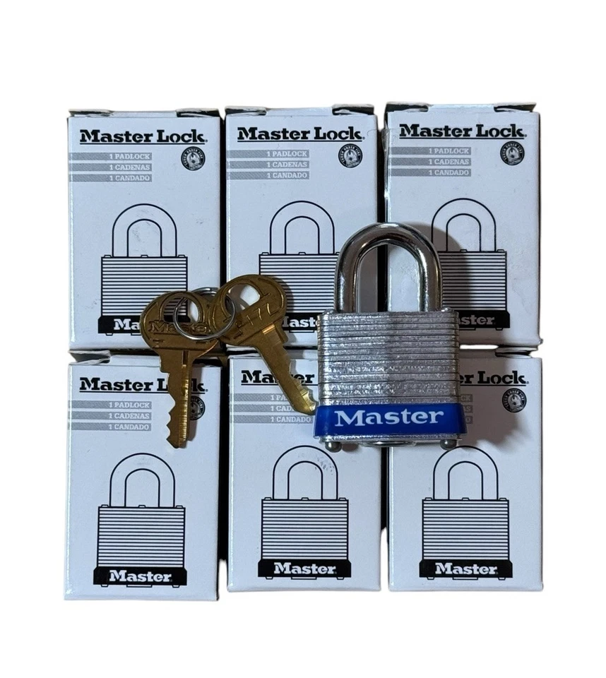 Lot of 6 Master Lock 7KA P177 Padlocks Locks w/ Keys (Key numbers KAP177) - Image 1 of 4