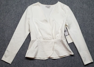 Blusa 1.STATE Mujer Pequeña Manga Larga Peplum Envolvente Top Polvo Habitación Elástica Nueva Foto 1 de 4