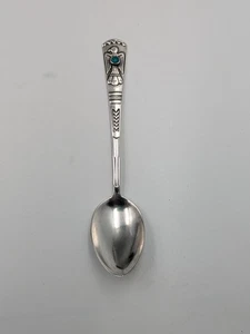 Navajo Indian Southwest Sterling Silver 925 Thunderbird Turquoise Souvenir Spoon - Picture 1 of 9