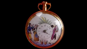 Antiguo Reloj Bolsillo Vermeil Raro Esmaltado Esfera Funcionando Firmado París Circa 1805 - Imagen 1 de 5