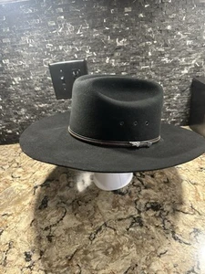 Vintage Bailey Double X Fur Blend Black Cowboy Hat Size 7 Oval Long USA - Picture 1 of 16