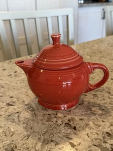 Vintage C Griff Fiesta Homer Laughlin Teekanne Persimone orange rot Fiestaware - Bild 1 von 5