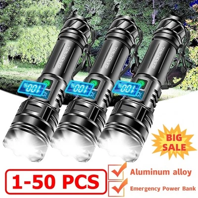1-50Pack 50000000LM Super Bright LED Tactical Flashlight Rechargeable Work Light - Image 1 of 4