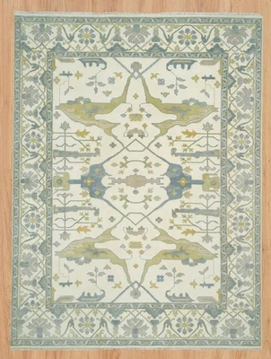 Vintage Hand-Knotted  Oushak Rug – Turkish Wool Oriental Area Carpet Decor - Image 1 of 4