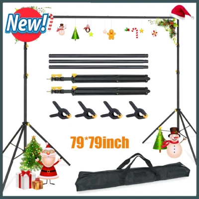 Kit de soporte de telón de fondo 6,5 x 6,5 pies ajustable estudio fotográfico fondo Foto 1 de 4