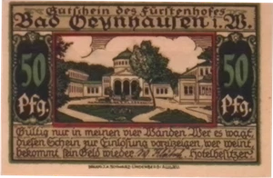 1921 Alemania OEYNHAUSEN 50 Phennig billete/dinero de emergencia - Imagen 1 de 2