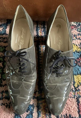 Zapatos de Colección Años 90 Gris Patente Cuero Robert Clergerie Paris con Cordones Brogues 3 Foto 1 de 4