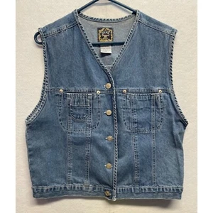 Vintage HGNY International Blues Denim Vest Size Medium - Picture 1 of 11