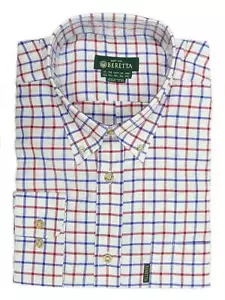 Beretta Check Shirt Classic White Red & Blue Hunting Country Wear LU321-041P - Picture 1 of 1