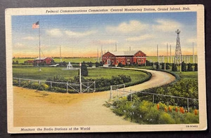 FCC Central Monitoring Station Grand Island Nebraska printed linen radio - Picture 1 of 2