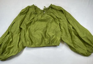 NWT Free People Fern Green Long Sleeve Off The Shoulder Top Blouse, Size M - Picture 1 of 11