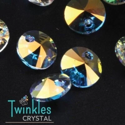 Swarovski 6mm 8mm Cristal AB Colgante Gota Rivoli Disco Xilion #6428-001AB Foto 1 de 2