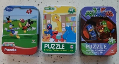 Rompecabezas para niños lata SESAME STREET, MÁSCARAS PJ, MICKEY MOUSE CLUB PASCUA Foto 1 de 4