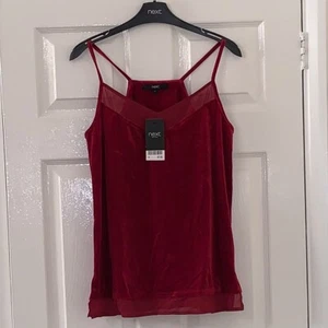 Womens Next Red Velvet Dress Vest Top New Size UK 10 - Picture 1 of 2