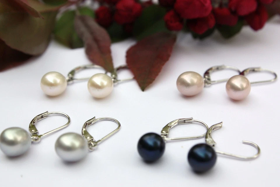 yr29 Juego verdaderos Agua Dulce Perlas Joya Pendientes de Botón plata 925 - Imagen 1 de 1