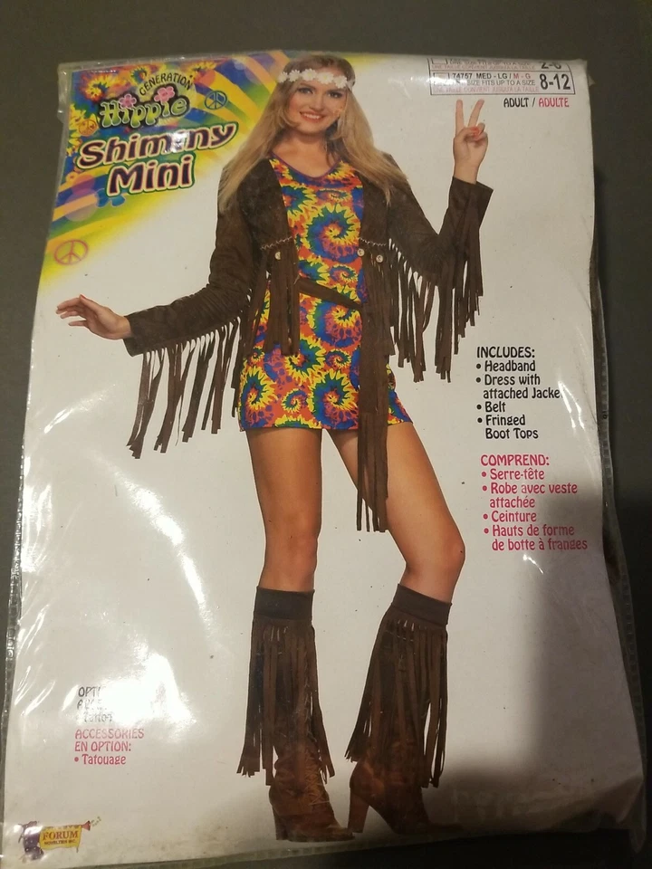 Disfraz de Halloween estilo mini años 60 hippie shimmy para mujer adulto 50% de descuento Foto 1 de 1