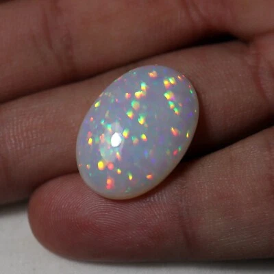 11.8Cts Natural AAA Pinfire Ethiopian Opal Rainbow Color Oval Cabochon 22.3x16MM - Image 1 of 4