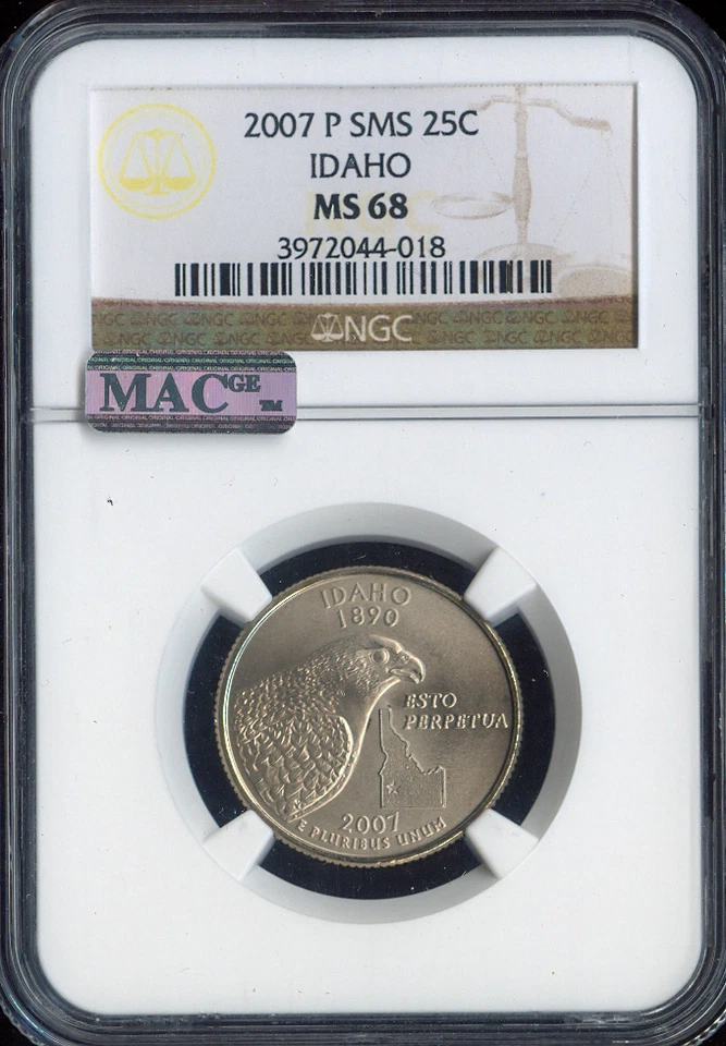 2007 P Idaho State Quarter NGC MS68 SMS Quality - Image 1 of 2