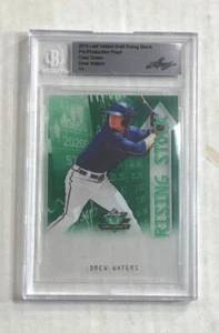 DREW WATERS 2019 Leaf Valiant CLEAR GREEN PROOF SP RC 1/1! BGS AUTHENTICATED! - Picture 1 of 3