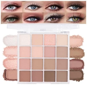 Lidschattenpalette 16 Farben Matt Schimmer, Natural Nude Dunkelbraun Champagner Gold - Bild 1 von 6