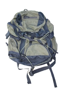 Vintage L.L. Bean Rucksack Olive Green Black Nylon Hiking Backpack 20" Flip Top - Picture 1 of 11